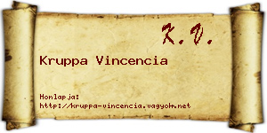 Kruppa Vincencia névjegykártya